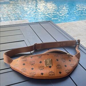 MCM Cognac Visetos Belt Bag